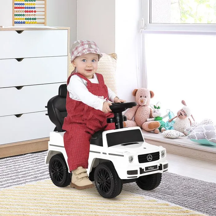 HOMCOM - voiture à pousser - PP - 85.5x40.5x95cm - blanc, noir-1