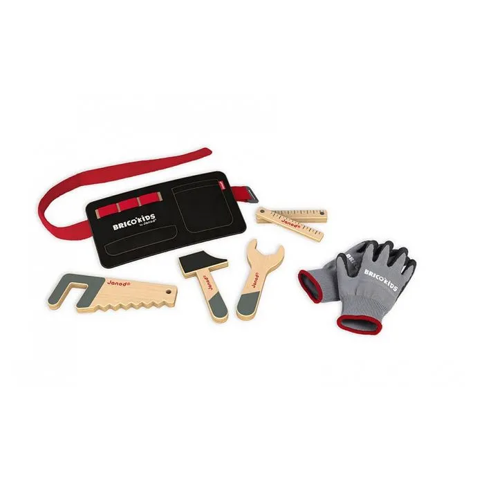 Ceinture Outils avec Gants Brico'Kids - Jouet d'Imitation Bricolage en Bois - Dès 3 ans-1