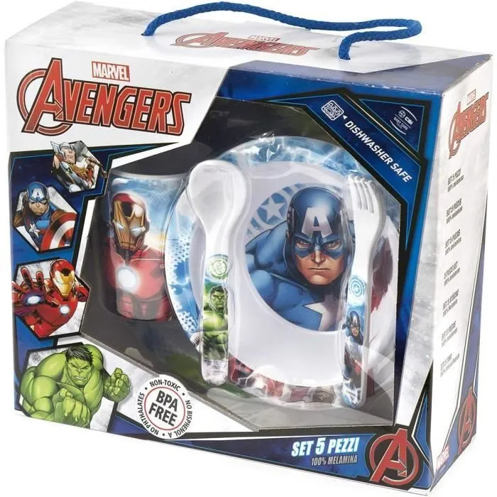 AVENGERS - Ensemble repas (assiette, bol, verre) + 2 couverts-1