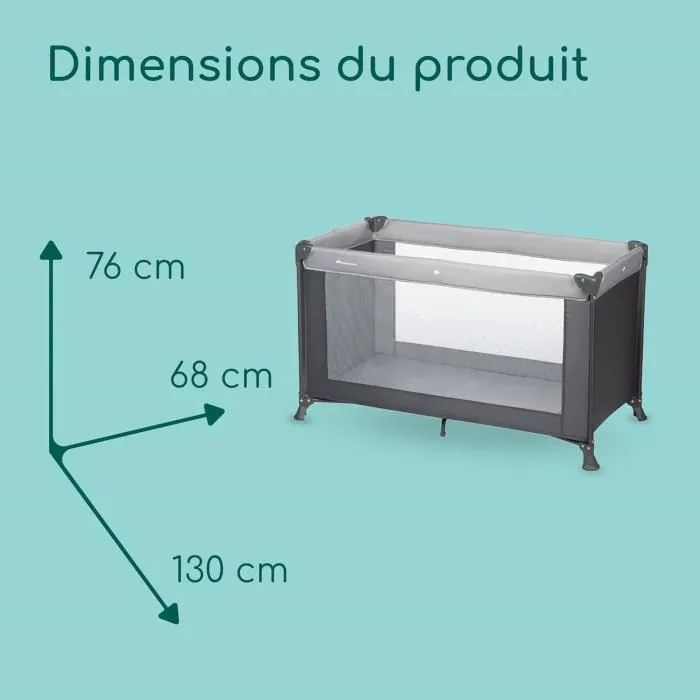 BEBECONFORT Soft dreams Lit bébé, Lit parapluie, De la naissance à 3 ans (jusqu'à 15kg), Tinted graphite + sac de transport-4