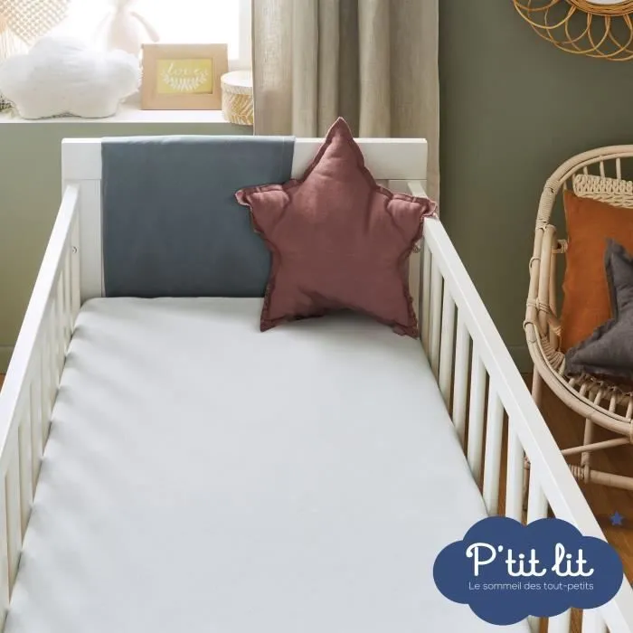 Protège Matelas Bébé 2 en 1 - Alèse + Drap Housse 60x120 cm - 100% Coton - Imperméable et Respirant - Silencieux - Blanc-1