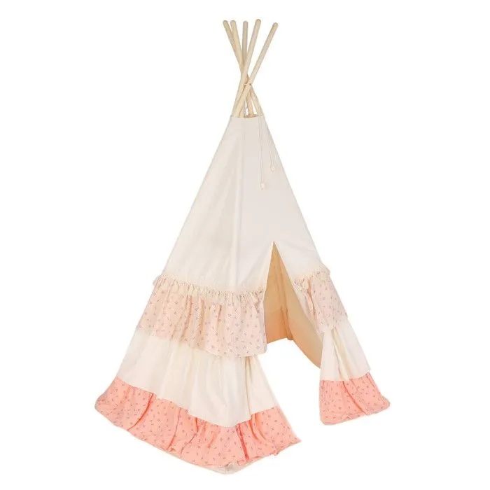 Tente Tipi Rose Blanc avec volants-0