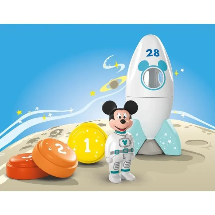 PLAYMOBIL Junior 71771 Mickey astronaute avec sa fusée, Disney, 5 pièces, Dès 12 mois-1