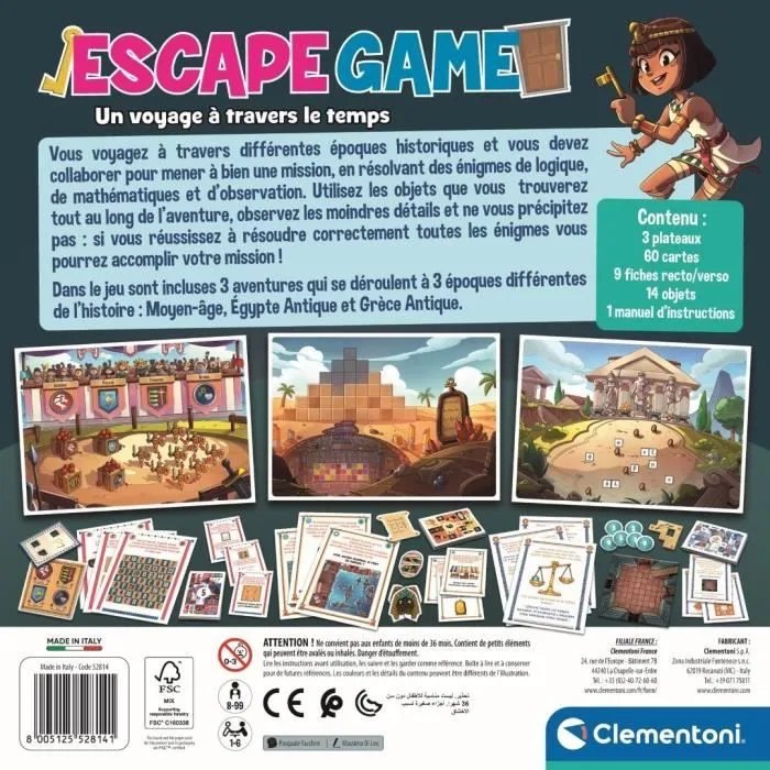 Clementoni - Escape Game voyage dans le temps - 3 aventures - Dés 8 ans-2