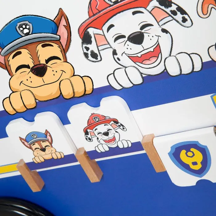ROBA Pat Patrouille Trotteur Bébé - Bus et Chariot Enfant - Horloge Boulier et Éléments à Tourner - Motif Chiens - Bois Bleu - Blanc-4
