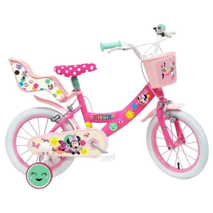 Vélo de ville Minnie 14'' pour enfant - Marque MINNIE - Couleur Rose - Freins avant & arrière-0