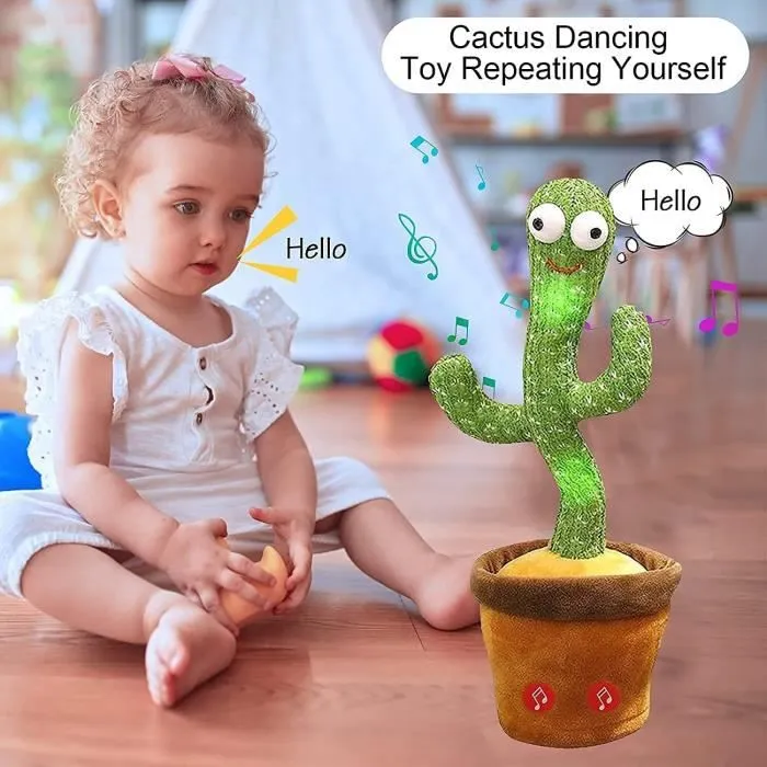 Cactus Qui Danse Cactus en Peluche Dansant, Cactus Chantant ,Cactus Parlant Repete Accessoire de Maison Cadeaux pour Enfants-2