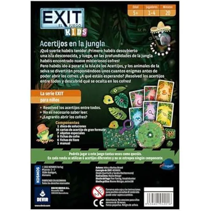 Jeu de société - DEVIR - Exit énigmes dans la Jungle - 2 joueurs ou plus - 60 min - À partir de 10 ans-1