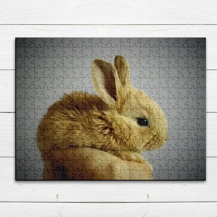 Puzzle Classique 280 pièces Lapin Nain Trop Mignon Poilu Beige Animal De Compagnie-3