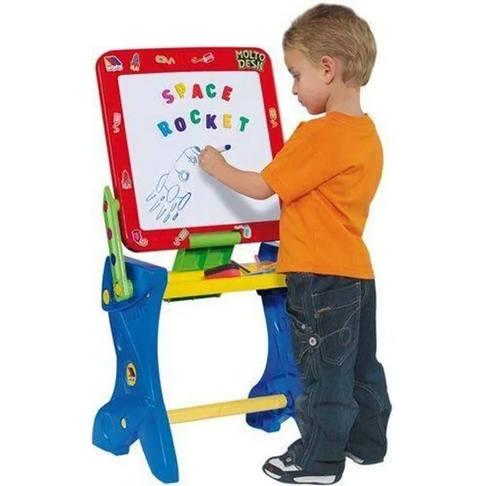 Molto 2077542 - JEUX/JOUETS - TABLEAU ENFANT - Tableau À Peindre Magnétique Et Bureau - Studio - Rouge/Bleu-0