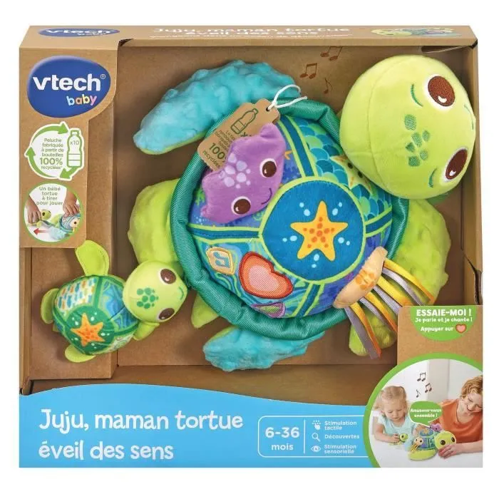 VTECH BABY - Play Green - Juju, Maman Tortue - Éveil des Sens (Bouteilles Plastique Recyclées)-5