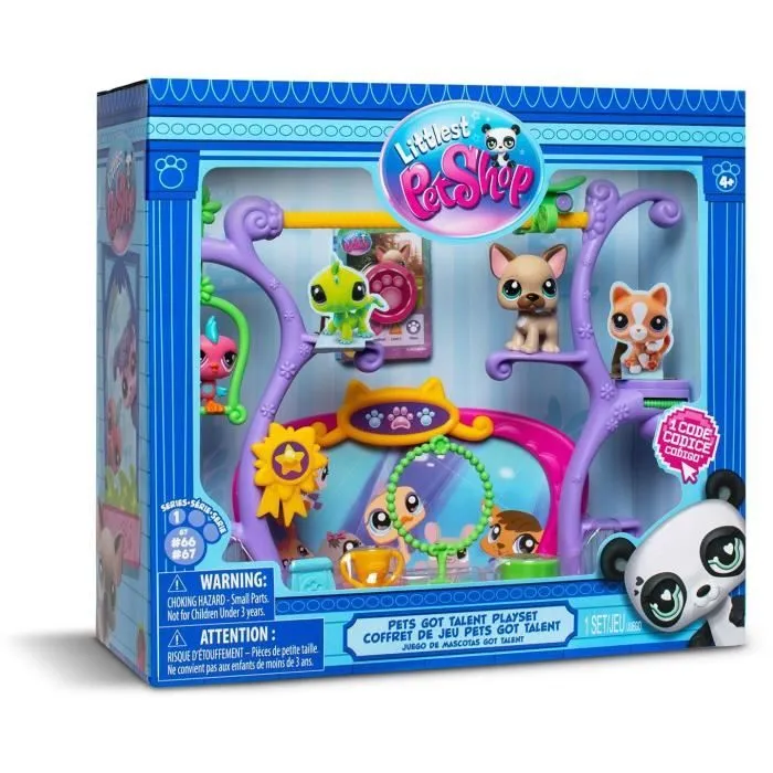 BANDAI - Littlest Pet Shop - Coffret Pets Got Talent - Ensemble de jeu avec 2 animaux, décor et accessoires - BF00558-7