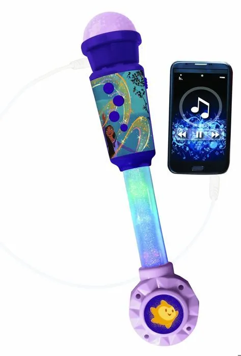 Microphone Wish avec tube lumineux, enceinte (entrée auxiliaire), mélodies et effets sonores-1