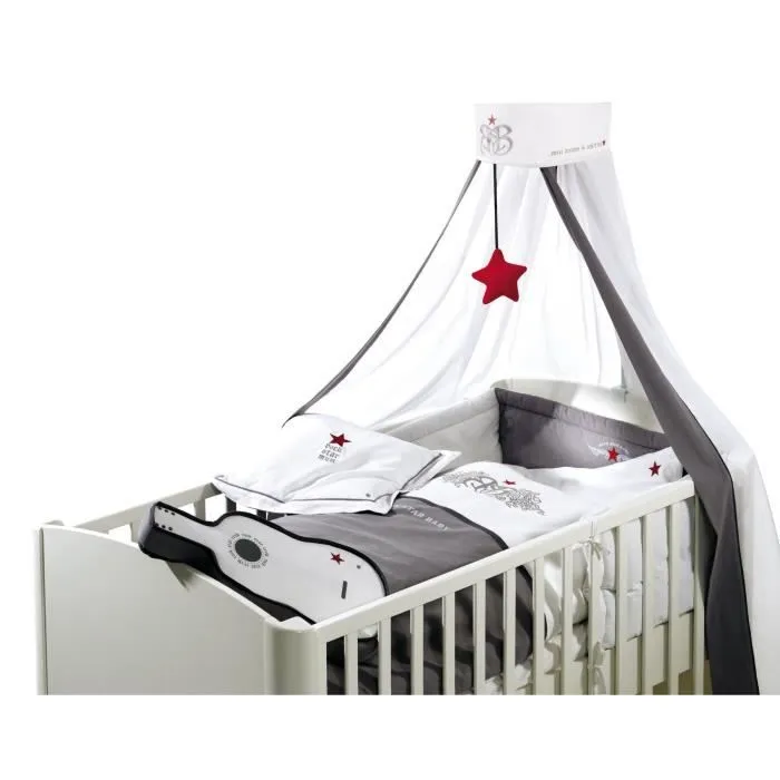 ROBA Parure de Lit Bébé "Rock Star Baby" 4 pcs : Housse de couette + Taie d'oreiller + Ciel et Tour de lit-1