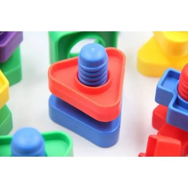 Jeu de vis et écrous - Montessori - 10 pièces - Colorés - Plastique - À partir de 3 ans-1