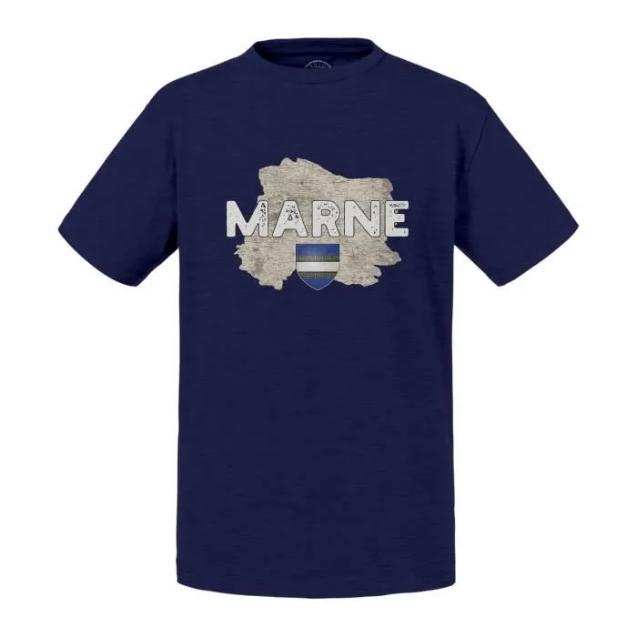 T-shirt Enfant Bleu Marne Departement 51 Chalons en Champagne Carte Ancienne-0