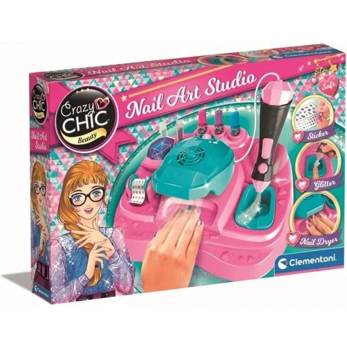 Clementoni - Nail art studio - Machine à paillettes + sècheuse vernis - Vernis inclus-0