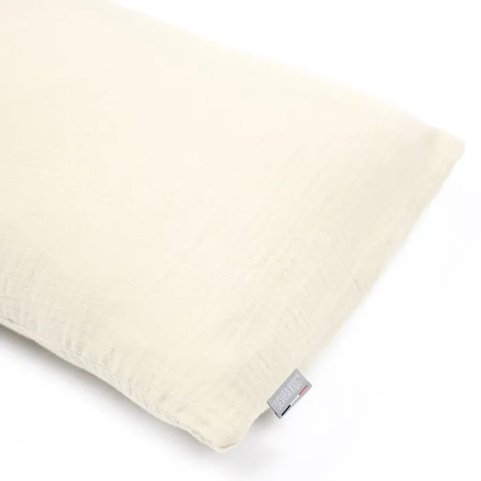 Housse en gaze de coton pour traversin plat Jeanne 140 cm Écru-3