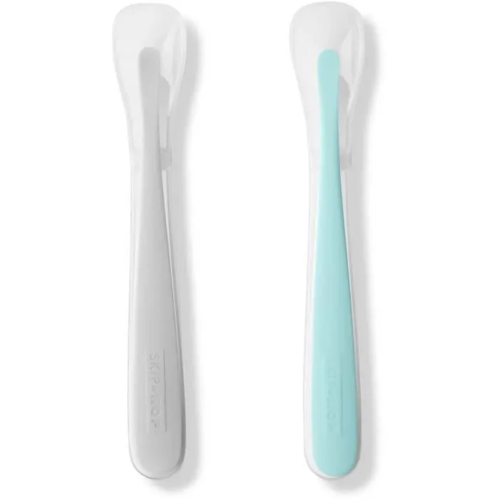 Cuillères Easy Feed - Skip Hop - Gris - Sarcelle - Silicone souple et flexible-0