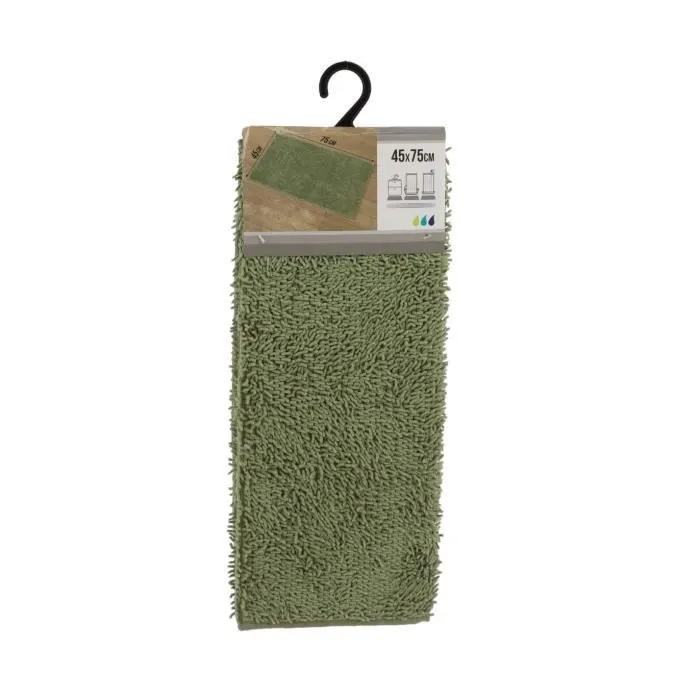 TENDANCE - Tapis de salle de bain en polyester Vert Kaki 45 x 75 cm-0