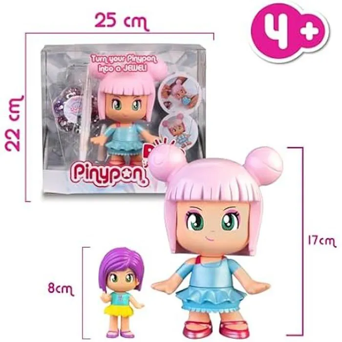Figurine Pinypon - Pop & Shine - 17 cm - 500 Cristaux Brillants - 7 Couleurs - Fille 4+-1