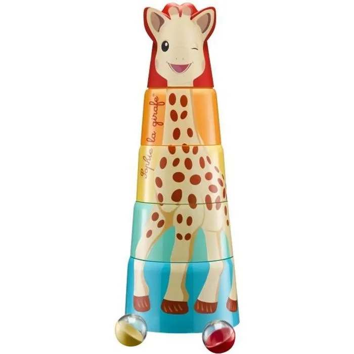 Jeu d'éveil 3 en 1 Sophie la Girafe - Tour magique de construction - VULLI - À partir de 10 mois - Plastique - Multicolore-0