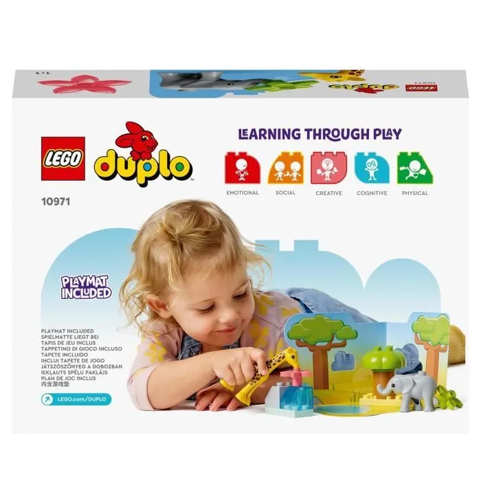LEGO® 10971 DUPLO Animaux Sauvages d’Afrique, Jouet sur le Safari dès 2 Ans avec Figurines d'Éléphant et Girafe avec Tapis de Jeu-5