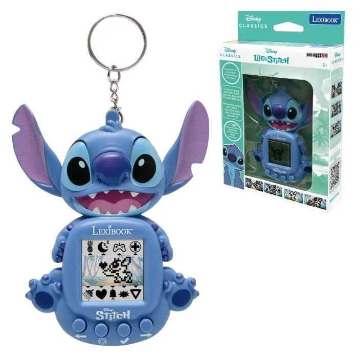 LEXIBOOK Mon compagnon virtuel Stitch, My Best-e, Console de jeu portable pour enfants, Ecran colorisé, Disney, JLMB10D, Dès 5 ans-0