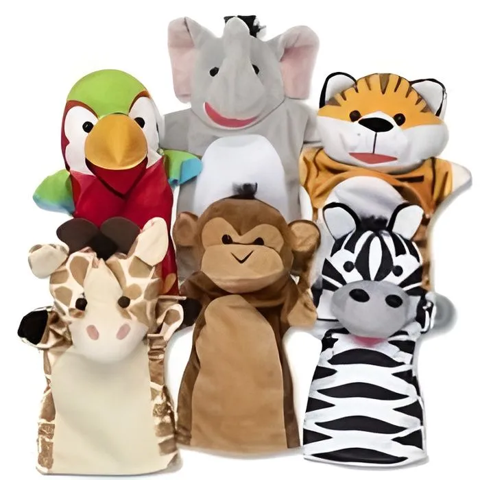 Marionnettes à main animaux sauvages - MELISSA & DOUG - Peluche douce - Pour enfants de 2 ans et plus-0