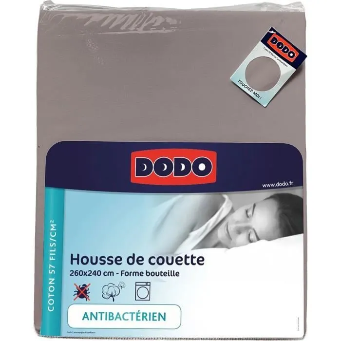 DODO - Housse de couette - 260x240 cm - Coton - Antibactérien - Taupe-0