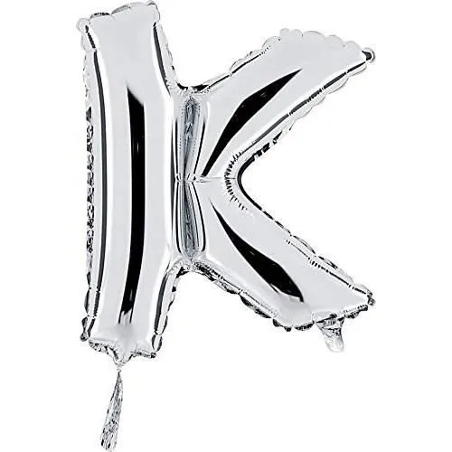 Ballon lettre - GRABO - modèle K - 35,6 cm - couleur Gris - hélium ou air-0