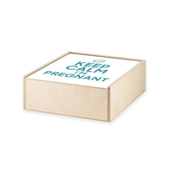 Boite Coffret en Bois - Keep Calm I'm Pregnant Enceinte Mère Future Maman  (11 x 11 x 3,5 cm)-1