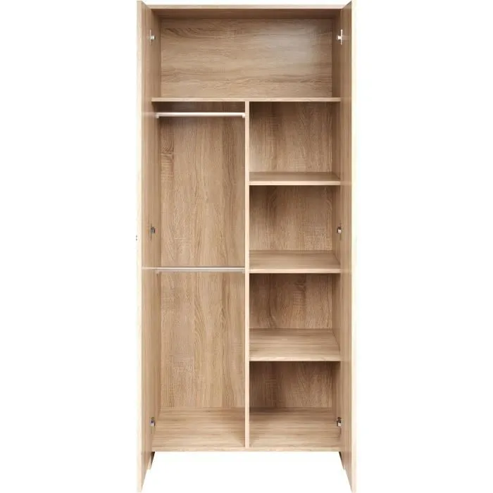 Chambre bébé trio NIKO - Lit 70x140 cm + Commode à langer 2 portes + Armoire 2 portes - Décor chêne naturel - TRENDTEAM-7