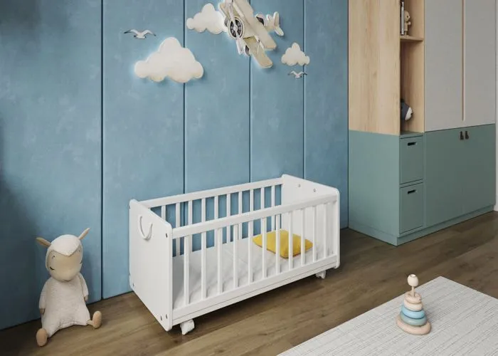 Multifonctionnel 6 en 1 Lit bébé cododo avec Matelas, roulettes 90x40cm Possibilité de Le Transformer en Coffre à Jouets, en Table-4
