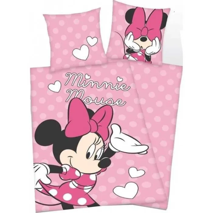 MINNIE-DISNEY-HOUSSE DE COUETTE-PARURE DE LIT 140X200 CM+TAIE 63X63 CM.-0