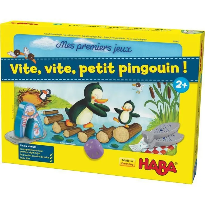 HABA - Mes premiers jeux - Vite, vite, petit pingouin ! - Jeux enfants 2 ans et + - Jeu de Course - Stimule Exercices de Calcul-0