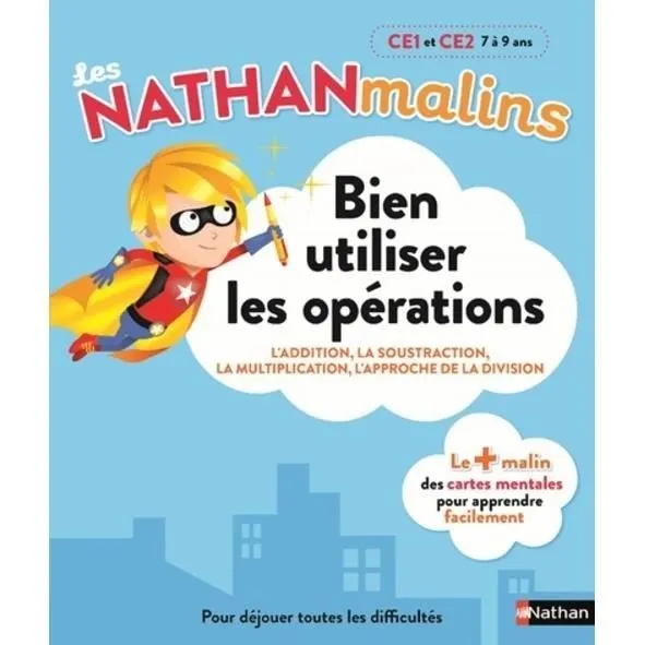 Opérations CE1 et CE2 - Nathan - Bien utiliser - 7 à 9 ans - Collection Les Nathan malins-0