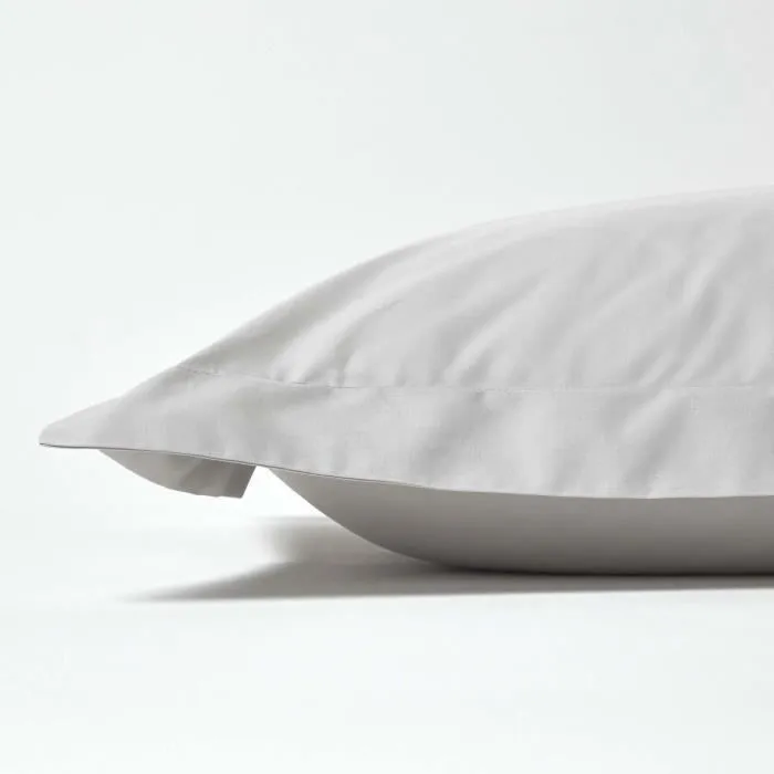 Taie d'oreiller - HOMESCAPES - 200 fils - Coton égyptien - Gris argenté - 50 x 90 cm-1