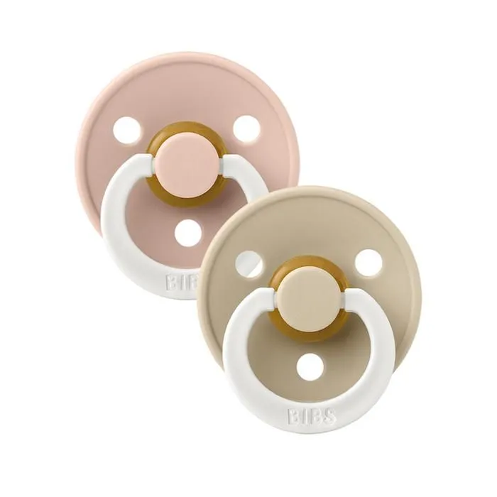 2 SUCETTE ROSE/BIEGE DE GLOW IN THE DARK 6+MOIS DE BIBS-0