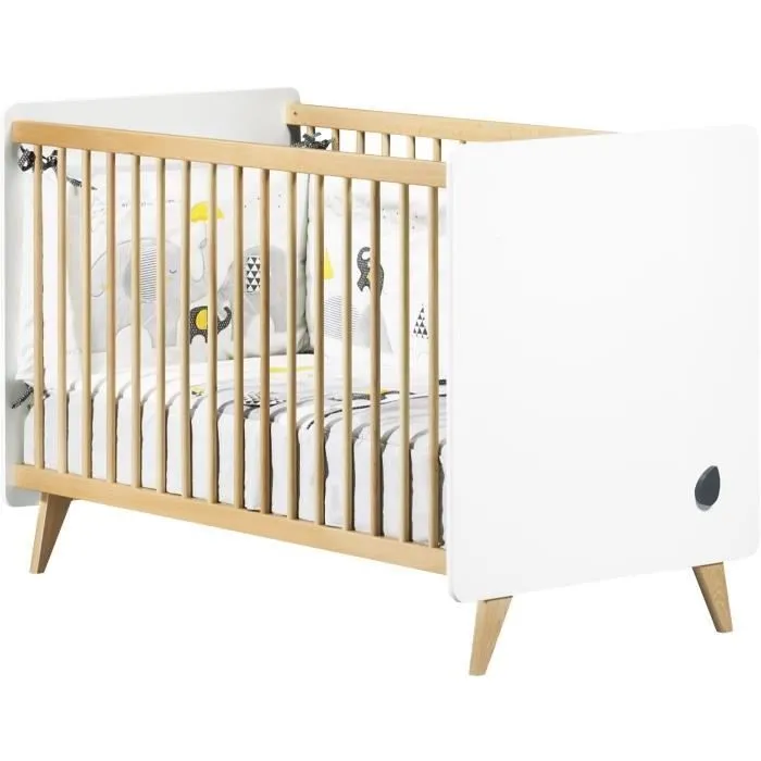Chambre bébé trio OSLO - Lit 120x60 + Commode à langer 2 tiroirs étoiles + Armoire 3 portes - SAUTHON-1