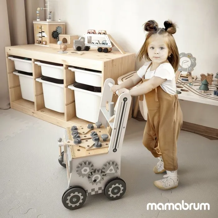 Établi Enfant Atelier de Bricolage à Roulette - Mamabrum - 34 Pièces Accessoires - Gris - Matériaux écologiques-3