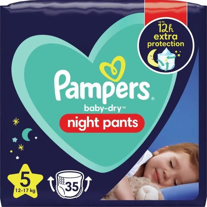 Couches-culottes PAMPERS Night Pants - Taille 5 x35 - Protection jusqu'à 12 heures-0