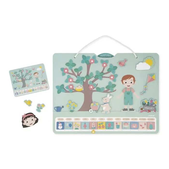 Calendrier des Saisons Aimanté en Bois - JANOD - Apprentissage du Temps - Dès 3 Ans-0