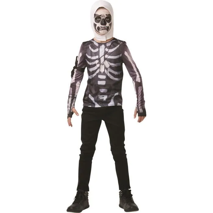 FORTNITE - RUBIES - Top Ado Skull Trooper - Manches longues, cagoule et brassard - Enfant 9 ans et plus - Noir-0