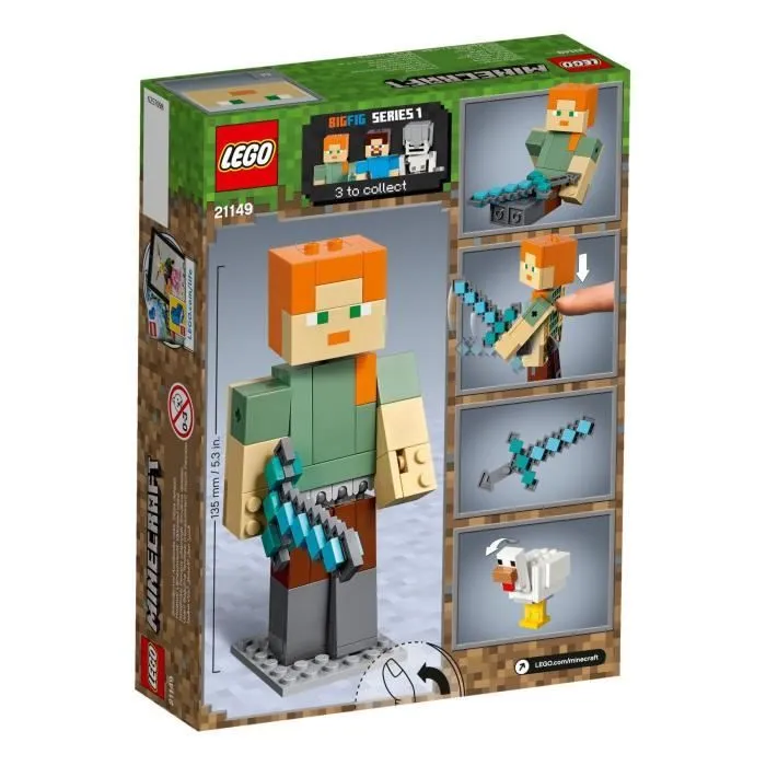 LEGO® Minecraft™ 21149 - Bigfigurine Minecraft™ Alex et son poulet - Jeu de construction-1