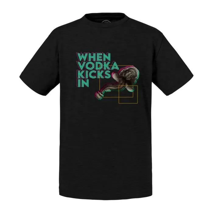 T-shirt Enfant Noir When Vodka Kicks In Biologie Humour Illustration Ancienne-0
