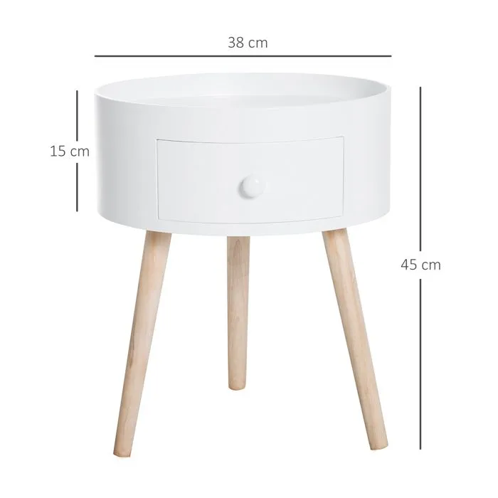 HOMCOM - chevet - Bois - 38x38x45cm - Blanc-3