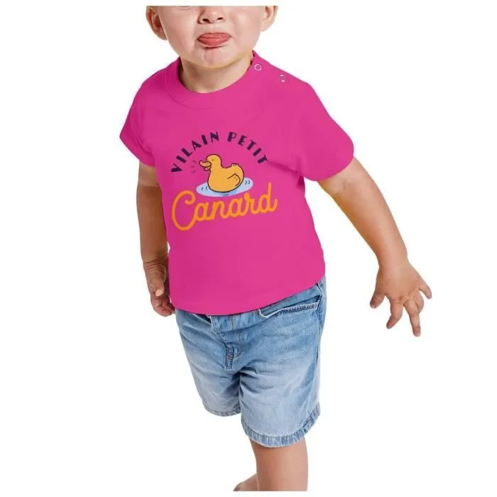 T-shirt Bébé Manche Courte Rose Vilain Petit Canard Enfant Expression-1