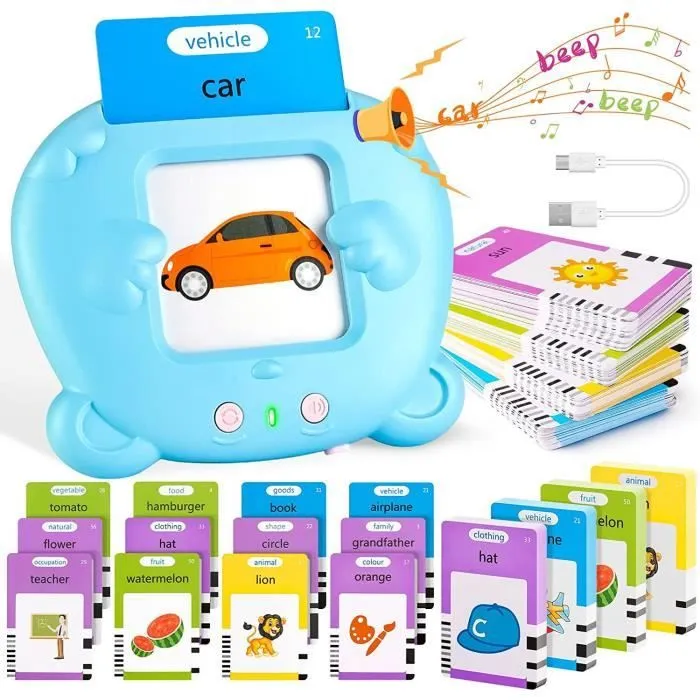 112 Cartes flash parlantes Français - PIMPIMSKY - Jeu d'apprentissage pour enfants 2 3 4 5 ans Jouets Éducatifs alphabet éducative-0