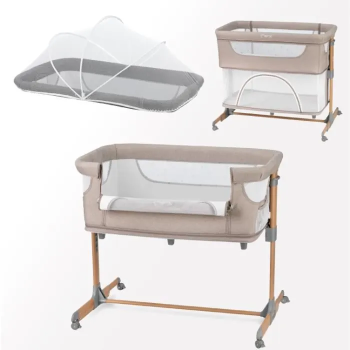 MoMi SMART BED - 4en1 - Lit Cododo, Barceau Bebe - multifonctionnel - Beige-1